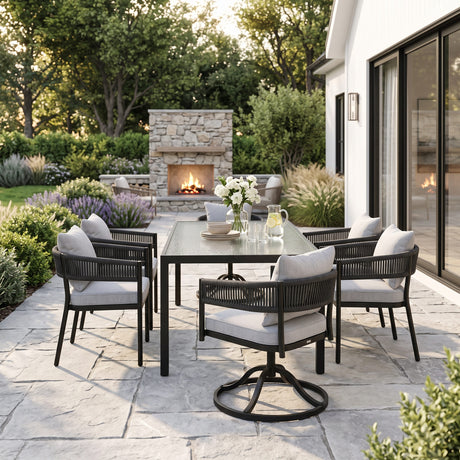Vicllax Aria Modern Woven Rope Swivel Patio Dining Chair Set of 2