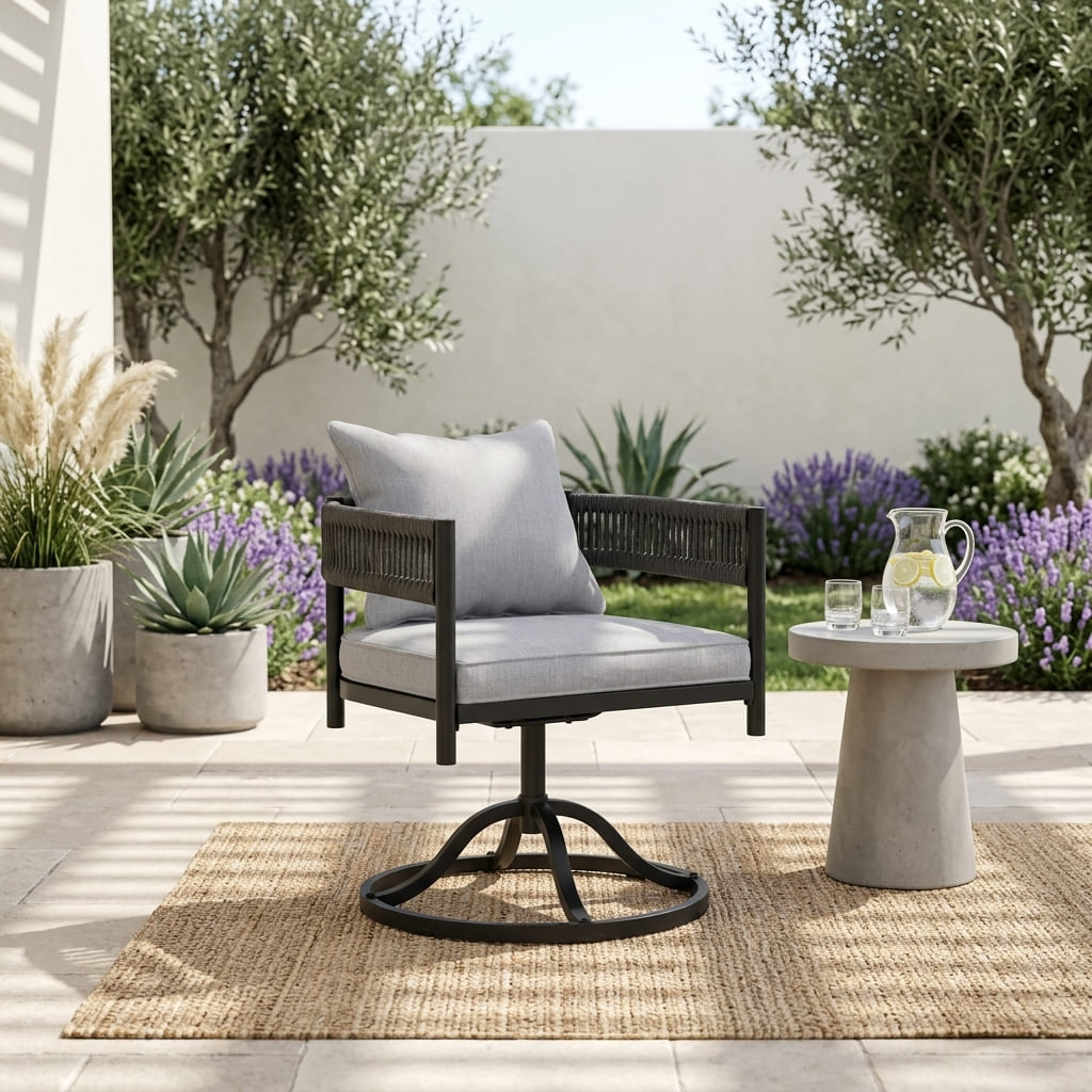 Vicllax Aria Modern Woven Rope Swivel Patio Dining Chair Set of 2