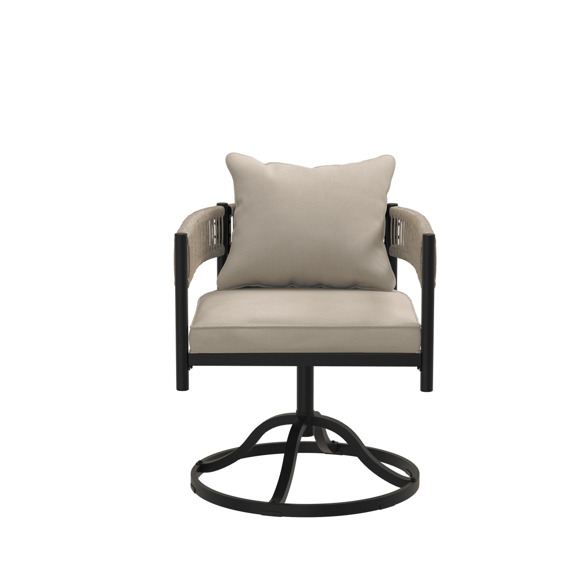 Vicllax Aria Modern Woven Rope Swivel Patio Dining Chair Set of 2