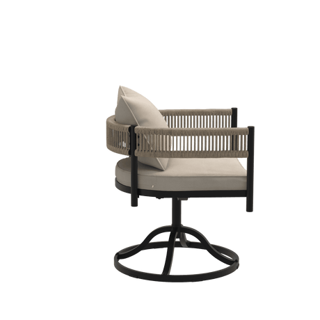 Vicllax Aria Modern Woven Rope Swivel Patio Dining Chair Set of 2