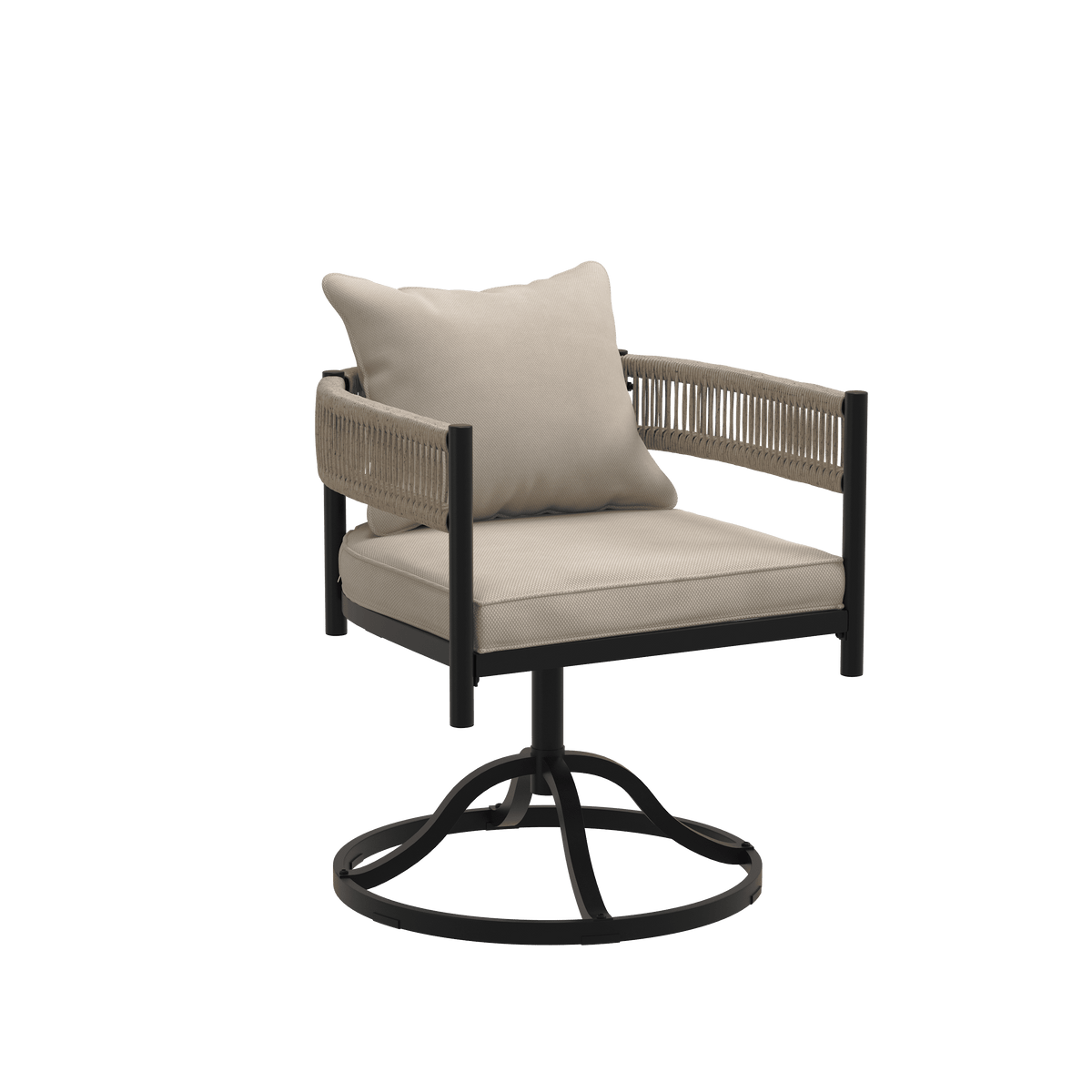 Vicllax Aria Modern Woven Rope Swivel Patio Dining Chair Set of 2