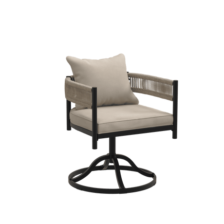 Vicllax Aria Modern Woven Rope Swivel Patio Dining Chair Set of 2