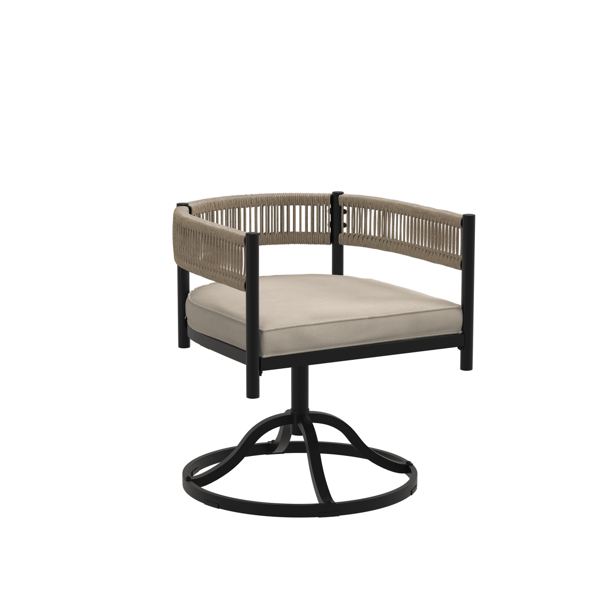 Vicllax Aria Modern Woven Rope Swivel Patio Dining Chair Set of 2