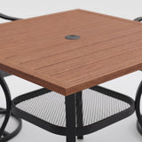 VICLLAX 5-Piece Modern Patio Dining Set, Square Table with Umbrella Hole and High-back Swivel Rocking Sling Chairs