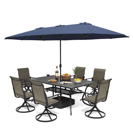 Vicllax Horizon 13ft Double-Sided Patio Umbrella with Heavy-Duty Base | Extra-Large Twin Outdoor Market Table Umbrella with Easy Crank Mechanism for Backyard, Pool, Deck