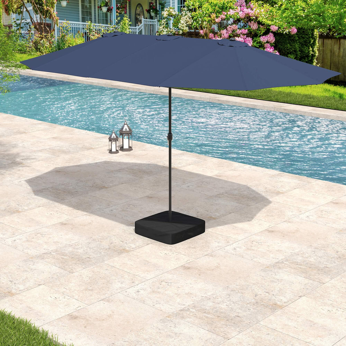 Vicllax Horizon 13ft Double-Sided Patio Umbrella with Heavy-Duty Base