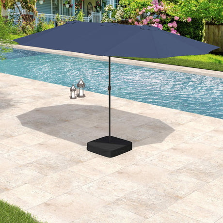Vicllax Horizon 13ft Double-Sided Patio Umbrella with Heavy-Duty Base | Extra-Large Twin Outdoor Market Table Umbrella with Easy Crank Mechanism for Backyard, Pool, Deck