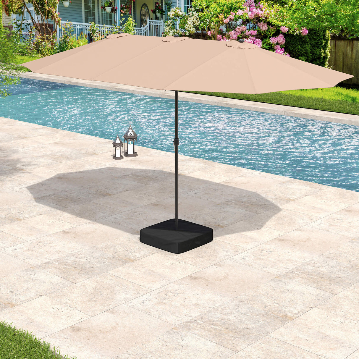 Vicllax Horizon 13ft Double-Sided Patio Umbrella with Heavy-Duty Base
