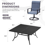 Vicllax Patio Dining Table Set for 8, Outdoor 59" Square Large Metal Table and Padded Swivel Dining Chairs