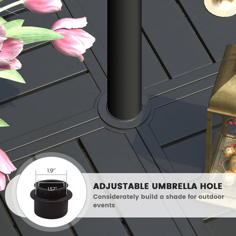 Vicllax Patio Dining Table Set for 8, Outdoor 59" Square Large Metal Table and Swivel Dining Chairs