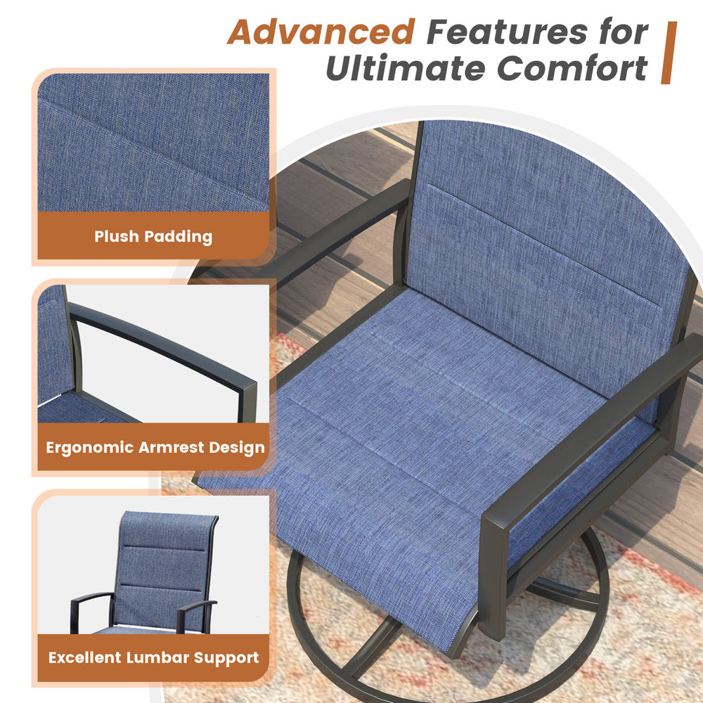 Vicllax Patio Dining Table Set for 8, Outdoor 59" Square Large Metal Table and Padded Swivel Dining Chairs