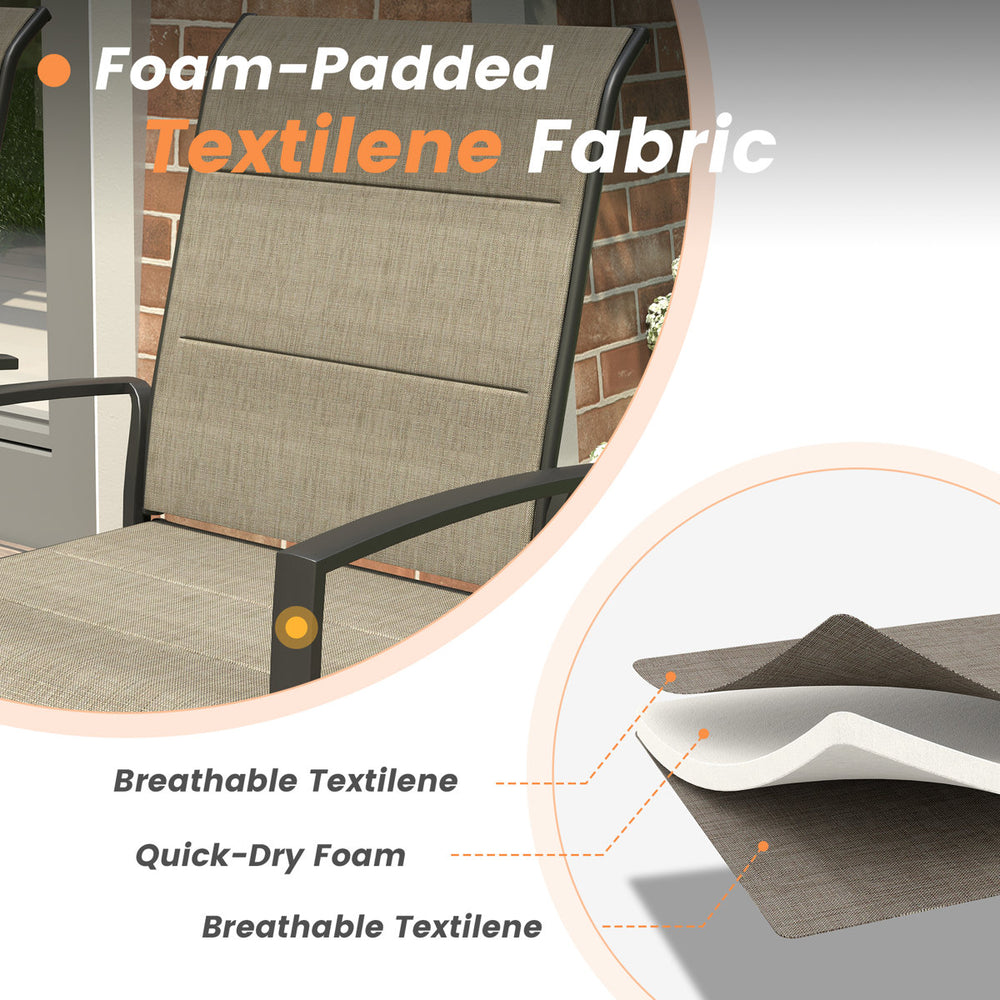 Vicllax Patio Dining Table Set for 8, Outdoor 59" Square Large Metal Table and Padded Swivel Dining Chairs