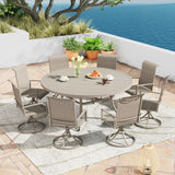 Vicllax 9 Pieces Outdoor Dining Set with 60" Round Dining Table and Premium Swivel Chairs