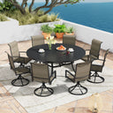 Vicllax 9 Pieces Outdoor Dining Set with 60" Round Dining Table and Premium Swivel Chairs