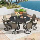 Vicllax 9 Pieces Outdoor Dining Set with 60" Round Dining Table and Premium Swivel Chairs
