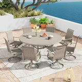 Vicllax 9 Pieces Outdoor Dining Set with 60" Round Dining Table and Premium Swivel Chairs