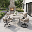 VICLLAX Round Patio Dining Set of 4 with Aria Woven Rope Swivel Chairs, 40.2" / 47.2"