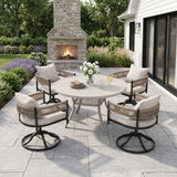 VICLLAX Round Patio Dining Set of 4 with Aria Woven Rope Swivel Chairs, 40.2" / 47.2"