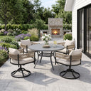 VICLLAX Round Patio Dining Set of 4 with Aria Woven Rope Swivel Chairs, 40.2" / 47.2"