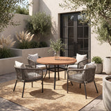 Vicllax 5-Piece Outdoor Wicker Patio Dining Set - 40 or 47-Inch Round Table with Umbrella Hole and 4 Cushioned Resin Rattan Armchairs