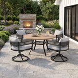VICLLAX Round Patio Dining Set of 4 with Aria Woven Rope Swivel Chairs, 40.2" / 47.2"