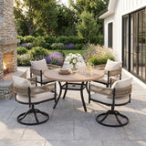 VICLLAX Round Patio Dining Set of 4 with Aria Woven Rope Swivel Chairs, 40.2" / 47.2"