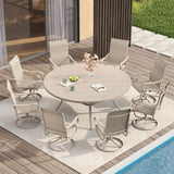 Vicllax 7/9 Pieces Outdoor Dining Set with Patio Round Dining Table and Swivel Chairs