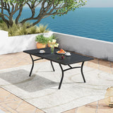 VICLLAX Patio 9 Pieces Outdoor Dining Set for 8, 70.9" Rectangular Metal Dining Table and 8 Stackable Chairs for Lawn