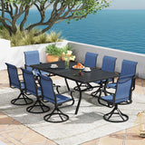 Vicllax Outdoor Metal Dining Table for 8 with Umbrella Hole, 70.9" Rectangular Dining Table