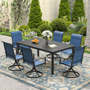 Vicllax 7 Pieces Outdoor Dining Set with Rectangular Dining Table and Padded Swivel Chairs