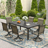 Vicllax 7 Pieces Outdoor Dining Set with Rectangular Dining Table and Padded Swivel Chairs