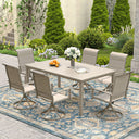 Vicllax 7 Pieces Outdoor Dining Set with Rectangular Dining Table and Padded Swivel Chairs