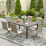 Vicllax 7 Pieces Outdoor Dining Set with Rectangular Dining Table and Padded Swivel Chairs