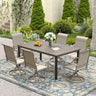 Vicllax 7 Pieces Outdoor Dining Set with Rectangular Dining Table and Padded Swivel Chairs
