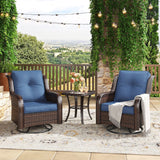 Vicllax Patio Wicker Oasis Lounge Set, Cushioned Sofa Swivel Chairs and Ottomans