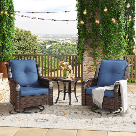 Vicllax Patio Wicker Oasis Lounge Sofa, Swivel Chair with Side Table