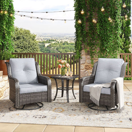 Vicllax Patio Wicker Oasis Lounge Set, Cushioned Sofa Swivel Chairs and Ottomans