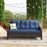 Vicllax Patio Wicker Oasis Lounge Sofa, 3-Seater Sofa