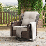 Vicllax Patio Wicker Oasis Lounge Sofa, Swivel Chair with Side Table