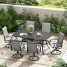 Vicllax 7 Pieces Outdoor Dining Set with Metal Rectangular Table and Premium Swivel Chair