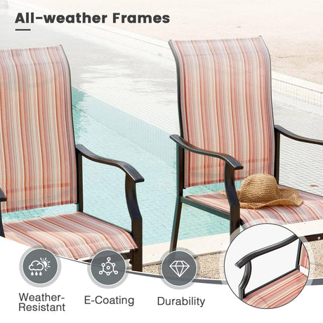 Vicllax Juego de comedor para patio de 5/7 piezas, silla grande para exteriores y mesa de comedor de metal 