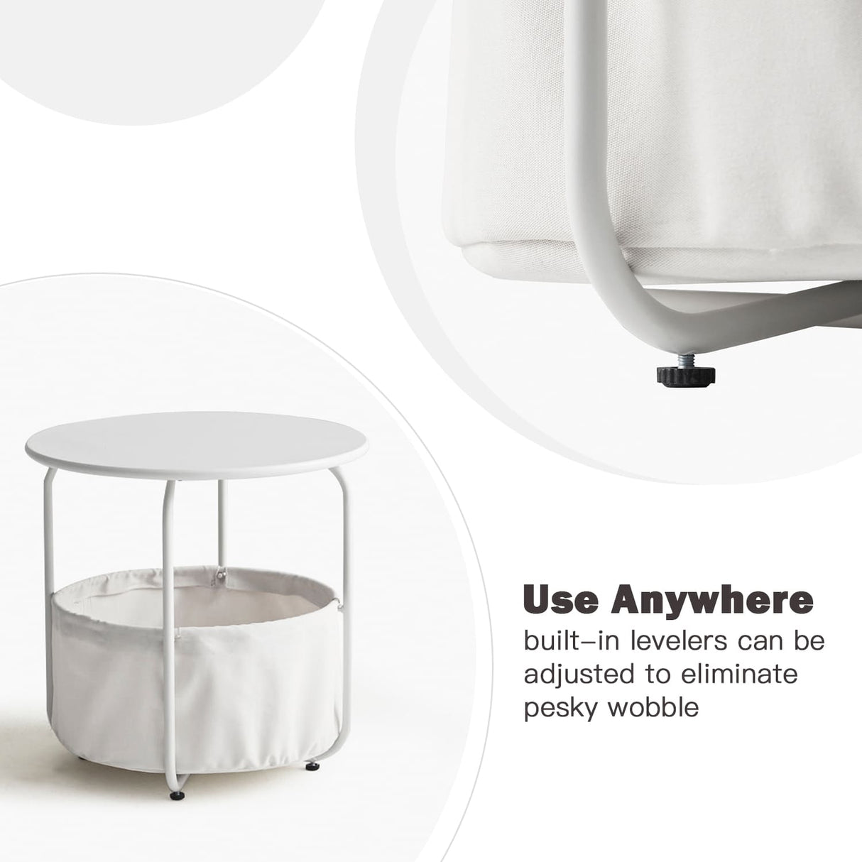 Vicllax Metal Round Side Table, Outdoor/Indoor End Table with Storage