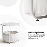 Vicllax Metal Round Side Table, Outdoor/Indoor End Table with Storage