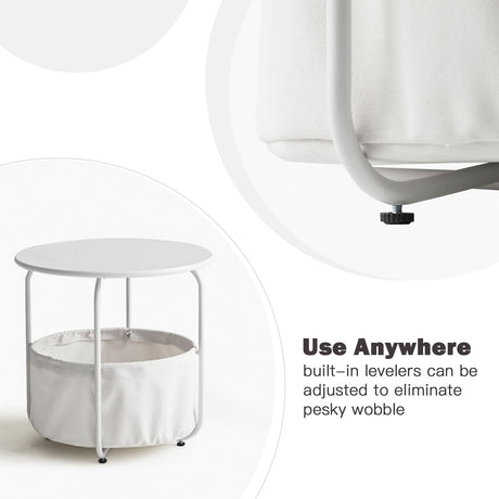 Vicllax Metal Round Side Table, Outdoor/Indoor End Table with Storage