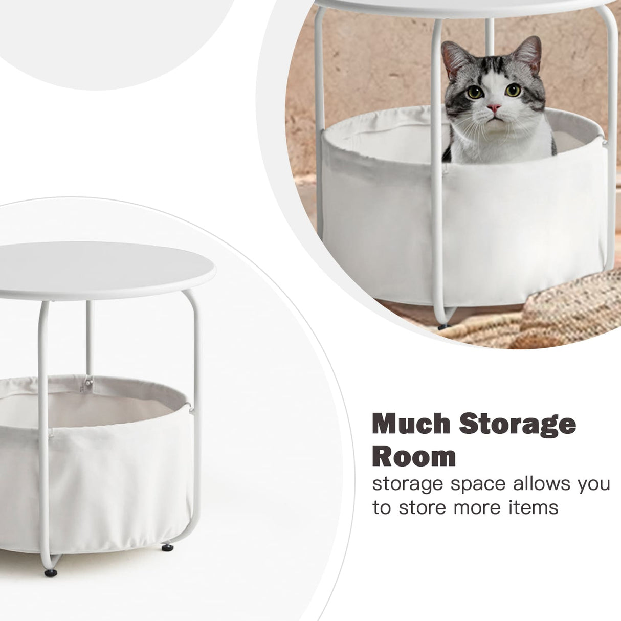 Vicllax Metal Round Side Table, Outdoor/Indoor End Table with Storage