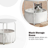 Vicllax Metal Round Side Table, Outdoor/Indoor End Table with Storage