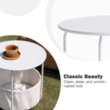 Vicllax Metal Round Side Table, Outdoor/Indoor End Table with Storage