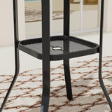 Vicllax Mesa de bar para exteriores con orificio para sombrilla, mesa cuadrada de altura con barra de metal para patio 