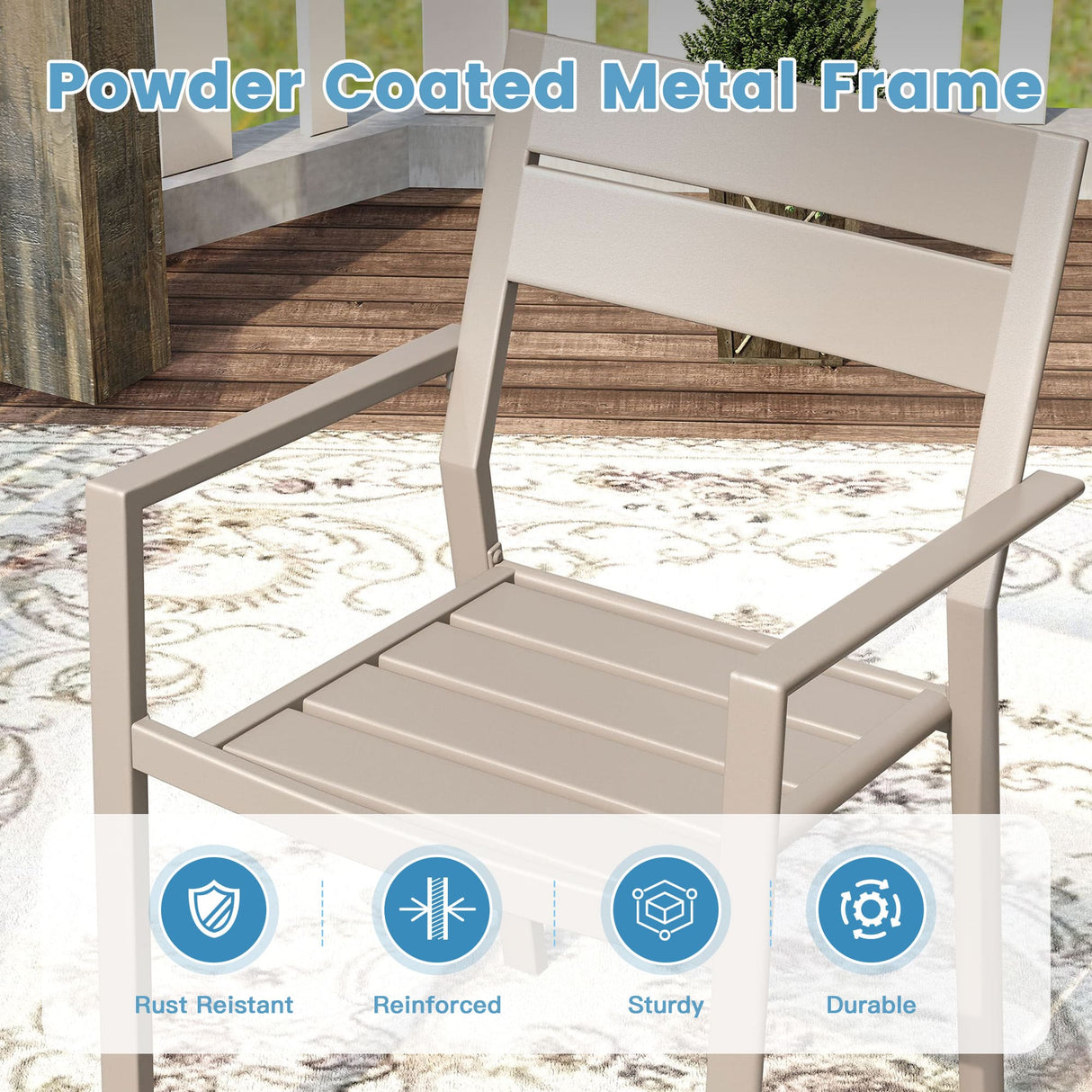 Vicllax Mesa redonda para patio de 42" con estante de almacenamiento y orificio para sombrilla ajustable 