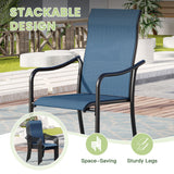 Vicllax 5 Pcs Outdoor Dining Set with 40.6" Round Metal Table and High Back Stackable Chair